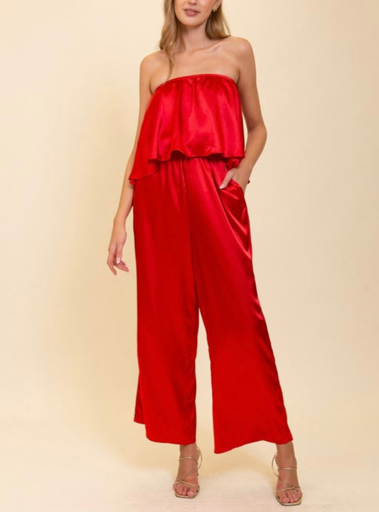 Holiday Glam Satin Jumpsuit